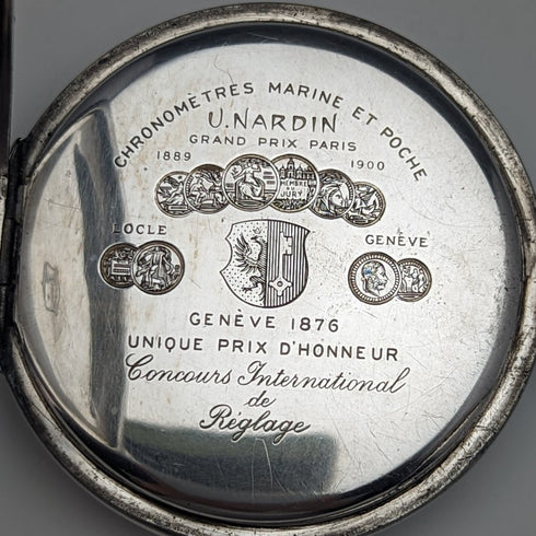 Around 1920 Antique Ulysse Nardin pocket watch silver case works well